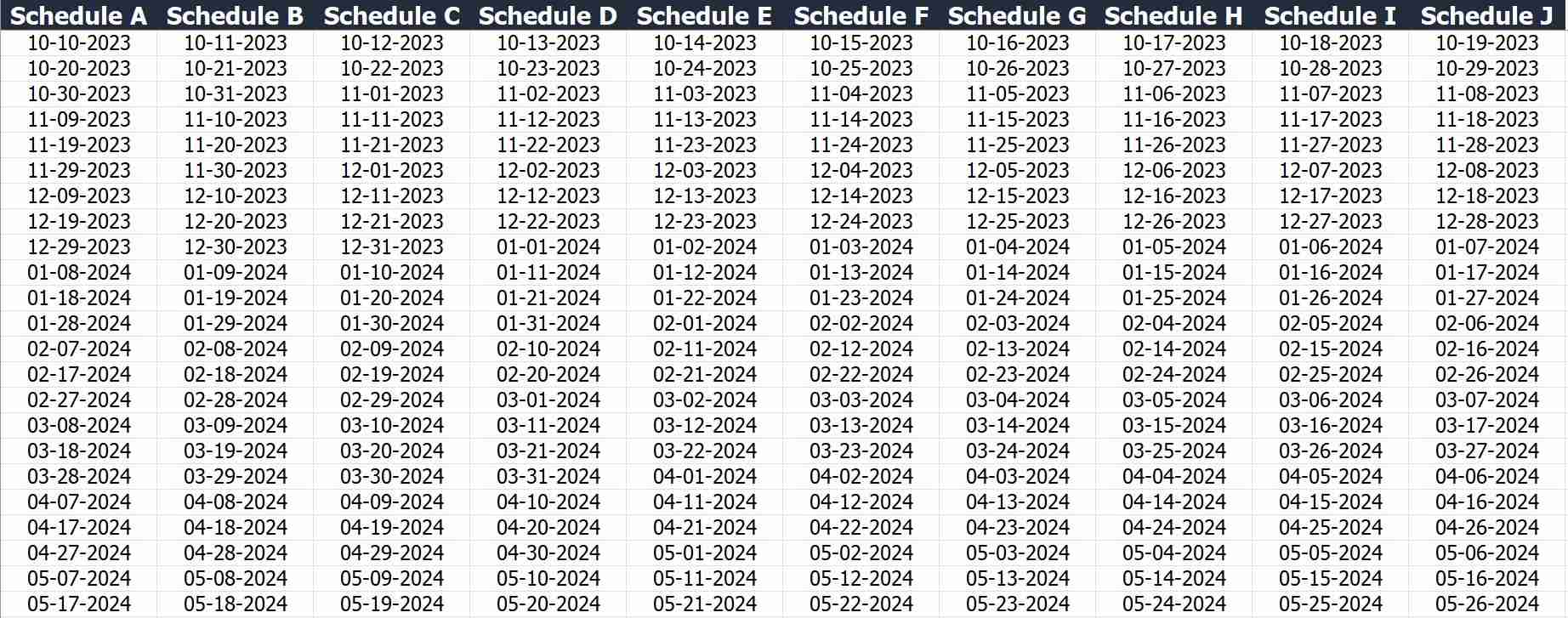 Schedule Dates-12-1