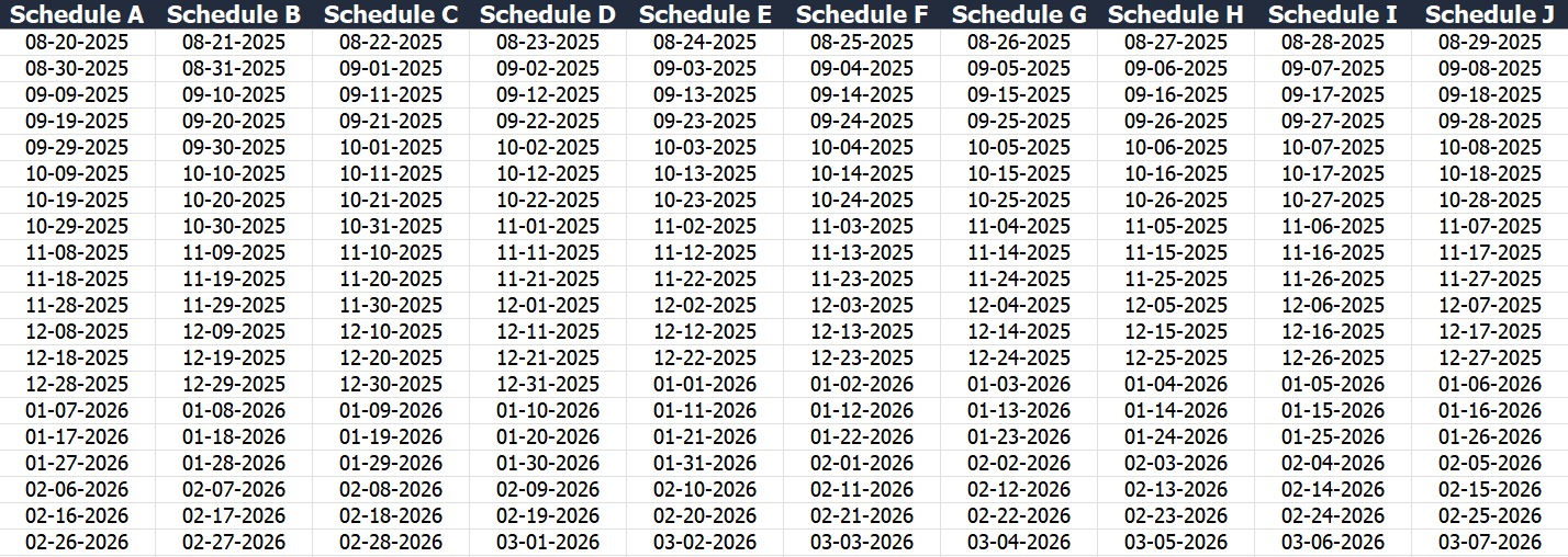 Schedule Dates-17 Schedule Dates-17