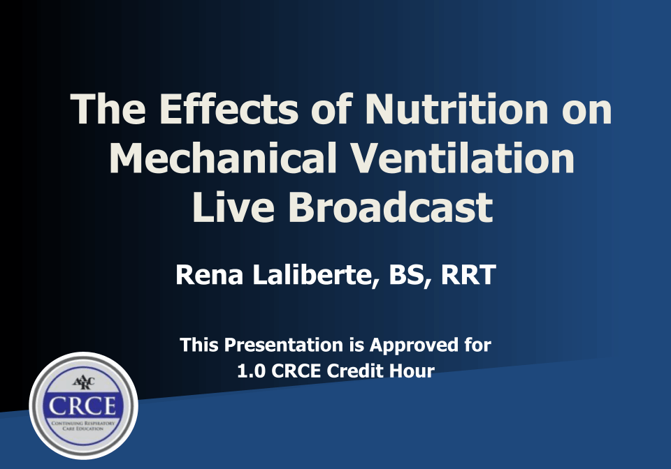The Effects of Nutrition on Mechanical Ventilation Live Broadcast ...