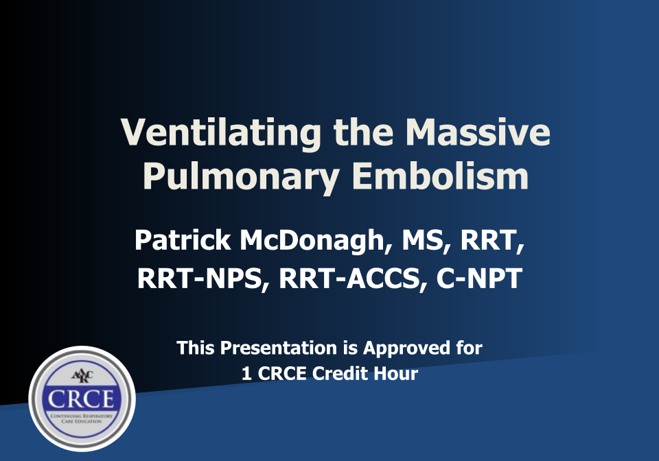 Ventilating the Massive Pulmonary Embolism.pptx